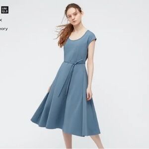 Uniqlo X Theory Women's Midi A Line Dress in Blue Size XS